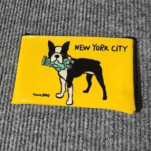 MARC TETRO Boston‎ Terrier Dog Yellow Zipper Pouches 7x10" Makeup Travel Bag